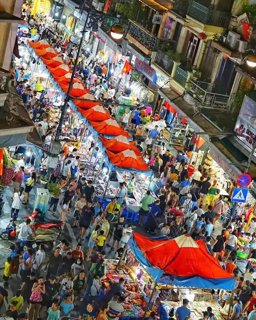 Bustling Hanoi Night Market in Hanoi Old Quarter