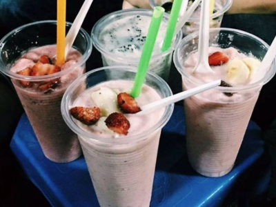 Iced drinks from a street stall on Bui Vien Street