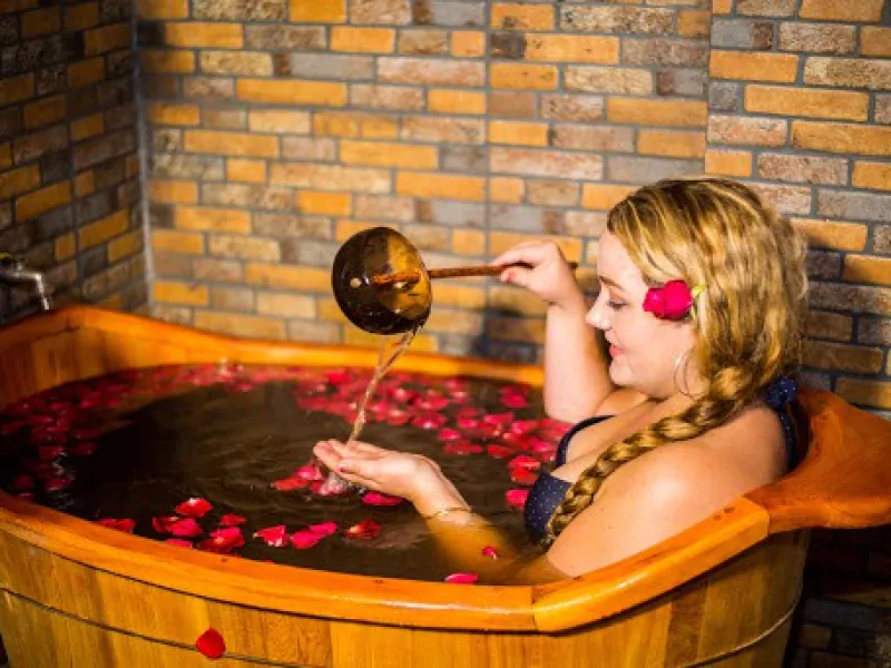 Bathing in medicinal water of Red Dao village-Source: Collected Bathing in medicinal water of Red Dao village-Source: Collected