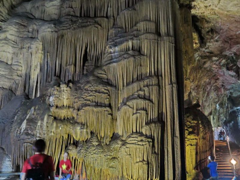 Stalactite formations inside Lung Khuy Cave, Ha Giang