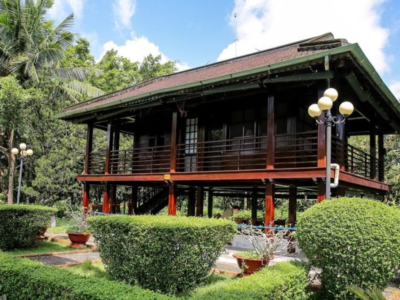 The wooden stilt house is an important part of the complex of Presidential Palace Hanoi Vietnam