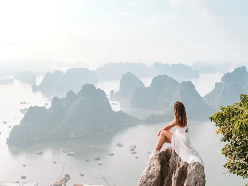 The panoramic view of Ha Long Bay from Bai Tho Mountain (Source: Collected) The panoramic view of Ha Long Bay from Bai Tho Mountain (Source: Collected)