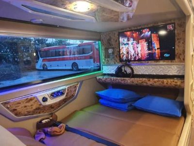 Hanoi to Sapa Private Cabin Bus Private cabin with TV screen on the Hanoi to Sapa cabin bus