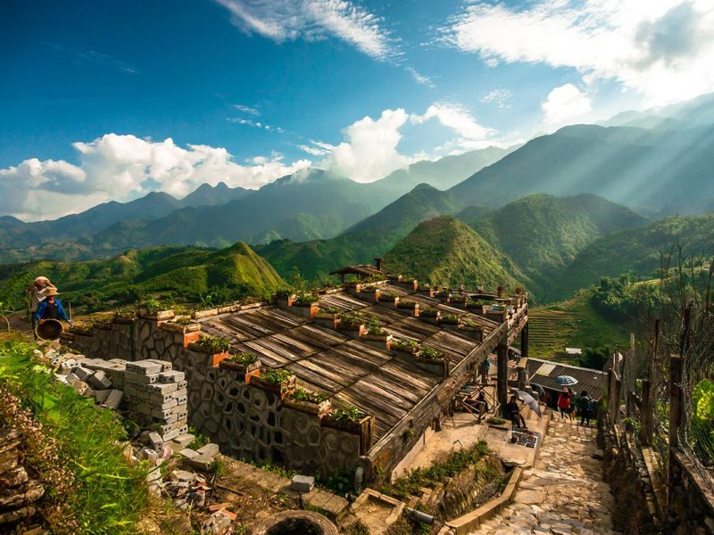 Terraced rice fields near Cat Cat Village in Sapa, a highlight of this Hanoi Halong Sapa tour