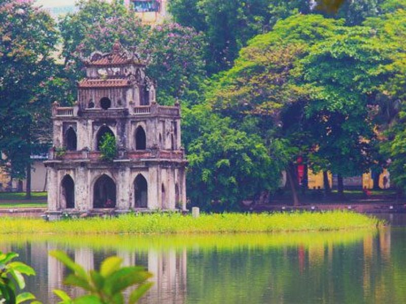 Hoan Kiem Lake in the heart of Hanoi, Vietnam