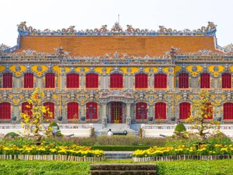 Kien Trung Palace – The Magnificent Gem of Hue Imperial City Kien Trung Palace facade with colorful ceramic decoration in Hue Imperial City