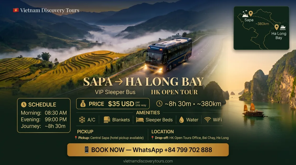 HK Open Tour Sapa to Halong: Vip Sleeper Bus 2026