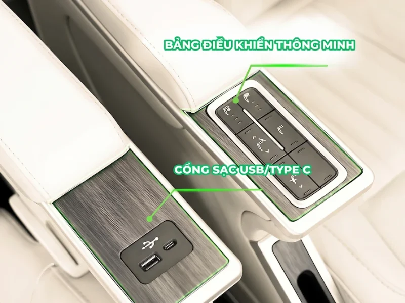 Hanoi to Sapa Limousine USB Controls | Vietnam Discovery Tours