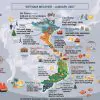 Vietnam weather map January 2027 showing temperatures across Northern Central and Southern Vietnam with 15 destinations